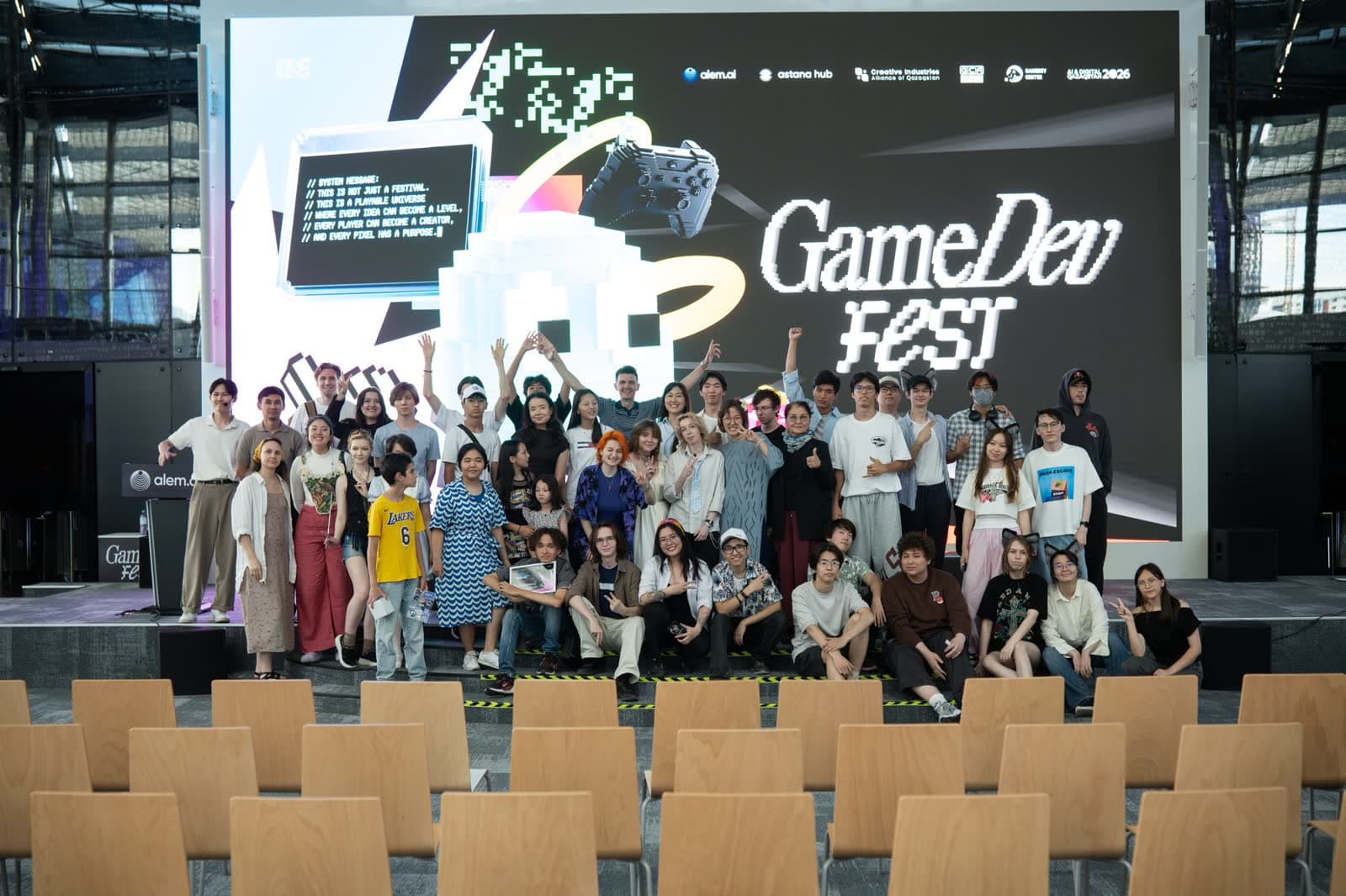 Group photo of festival participants and guests