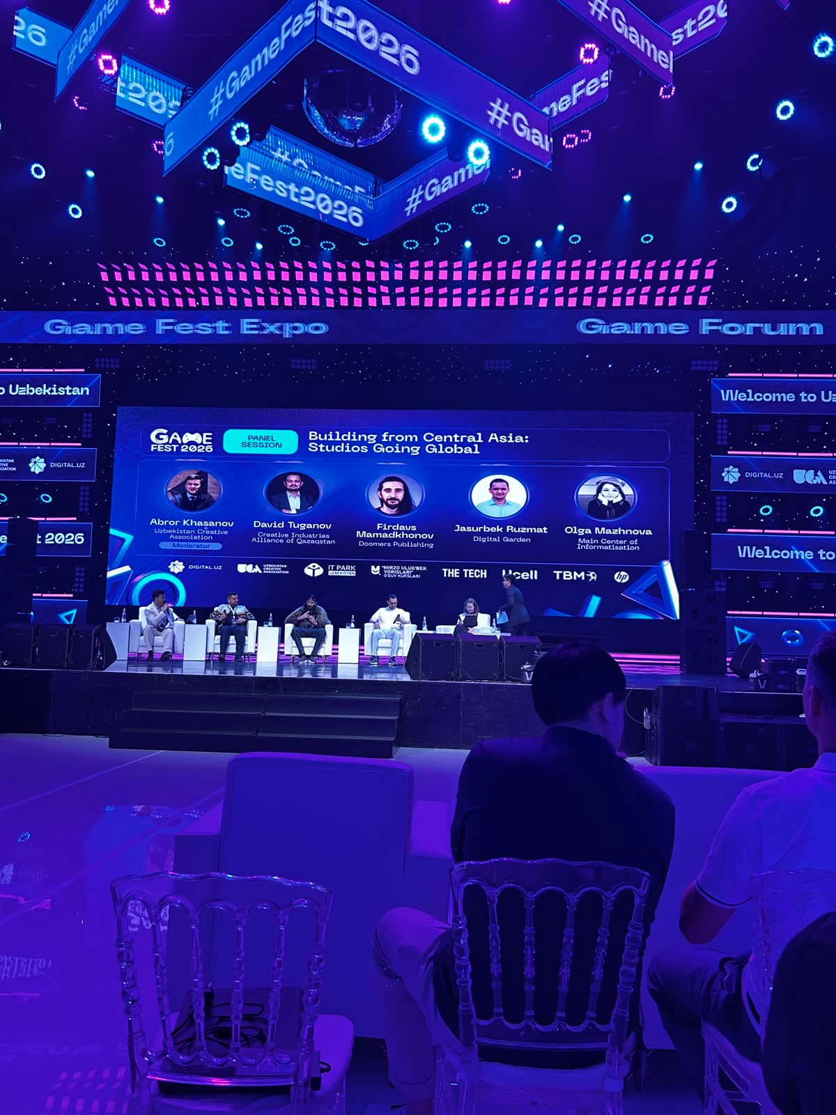 The screen for the “Building from Central Asia: Studios Going Global” panel